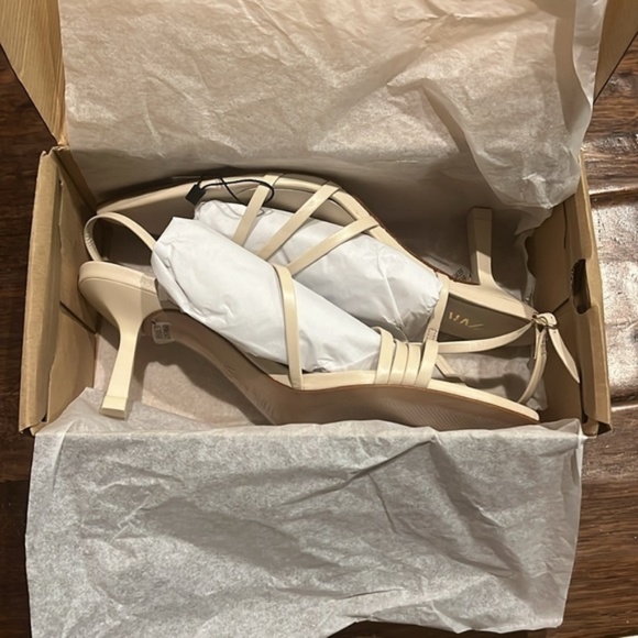 NWT ZARA Pointed Toe Heeled Leather Sandals White Women’s Size 6.5 - Picture 5 of 8